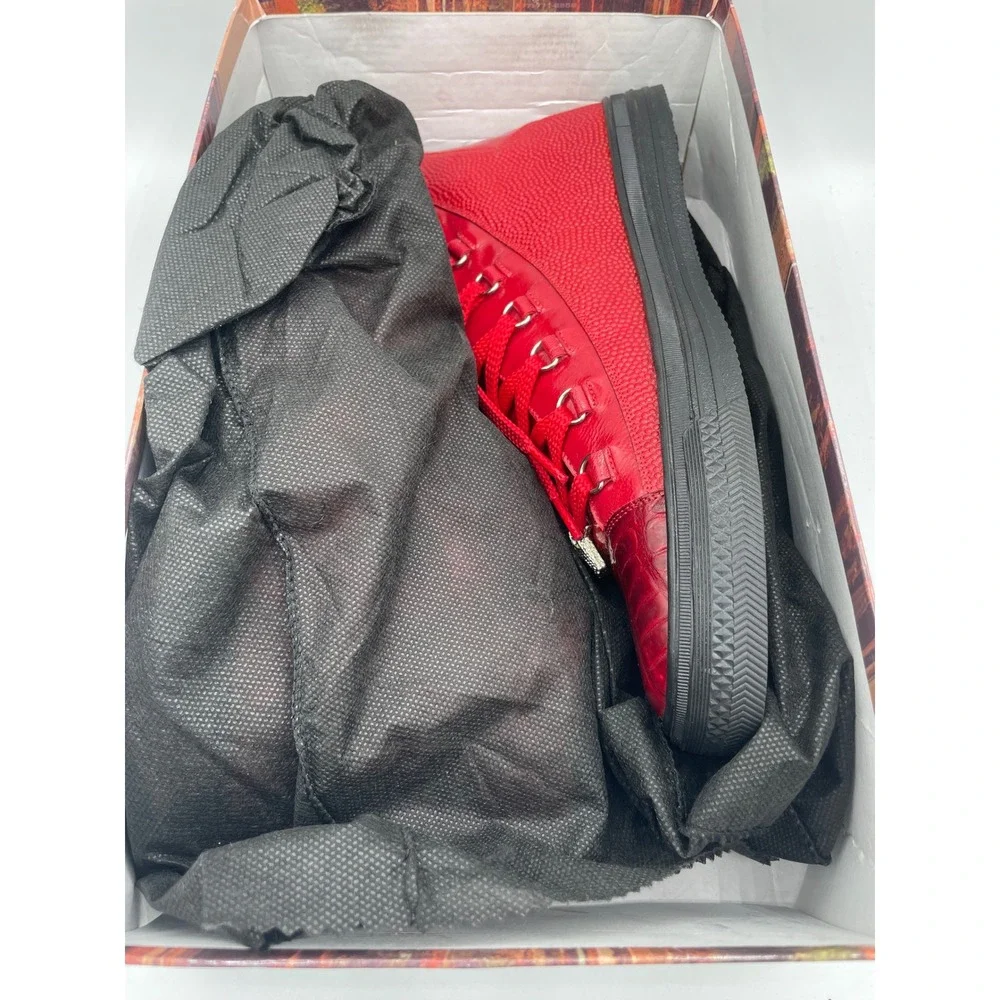Belvedere Angelo Mens Red Crocodile Calf Leather High Top‎ Sneakers Sz 8 RARE